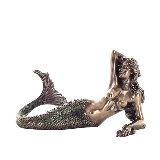 Mermaid 17x29cm Veronese Cold-Cast Bronze Statue – Mystical Ocean Siren