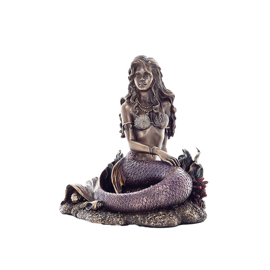 Mermaid 15x14cm Veronese Cold-Cast Bronze Statue – Enchanting Ocean Siren