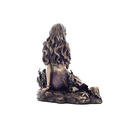 Mermaid 15x14cm Veronese Cold-Cast Bronze Statue – Enchanting Ocean Siren