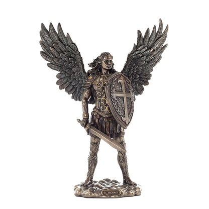 Archangel Saint Michael Bronze Statue front view, 27.5 cm