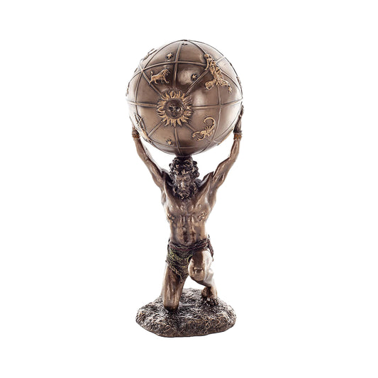 Atlas Titan Cold-Cast Bronze Statue, 21 cm front view