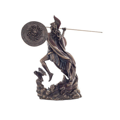 Athena Cold-Cast Bronze Statue side angle showing helm and shield