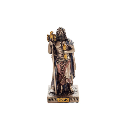 Zeus Miniature Statue – 8.5cm Veronese Cold-Cast Bronze Greek God of Thunder Figurine