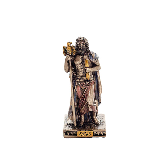 Zeus Miniature Statue – 8.5cm Veronese Cold-Cast Bronze Greek God of Thunder Figurine