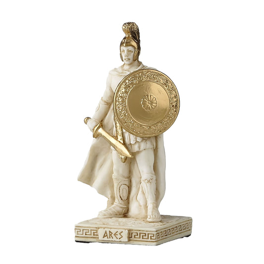 Ares – Greek God of War Statue - 9cm Resin Figurine with Gold Sword & Shield by Veronese Design
