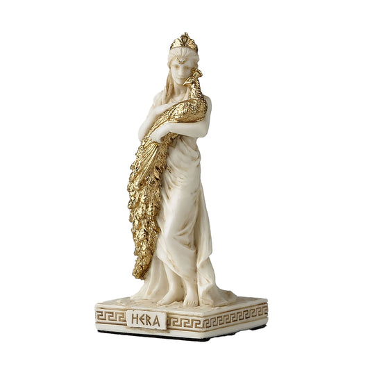 Hera – Queen of the Gods Statue - 8.5cm Resin Figurine with Gold Peacock by Veronese Design
