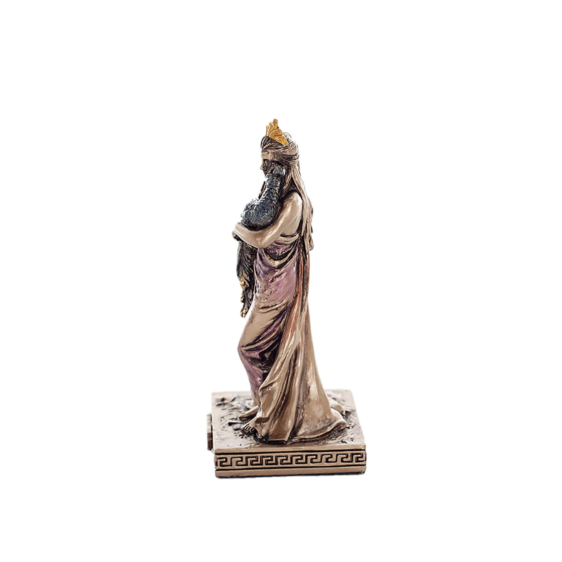 Hera Miniature Statue side angle with diadem and flowing robes