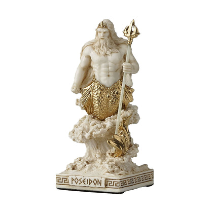 Poseidon – Greek God of the Sea Statue – 9cm Resin Figurine with Trident and Gold Accents by Veronese Design