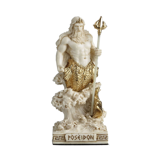 Poseidon – Greek God of the Sea Statue – 9cm Resin Figurine with Trident and Gold Accents by Veronese Design