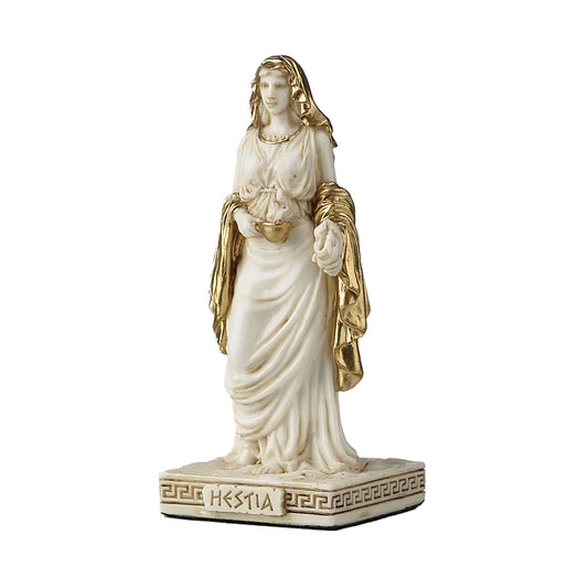 Hestia – Greek Goddess of Hearth, Home and Family Statue – 8.5cm Resin Figurine with Gold Accents by Veronese Design