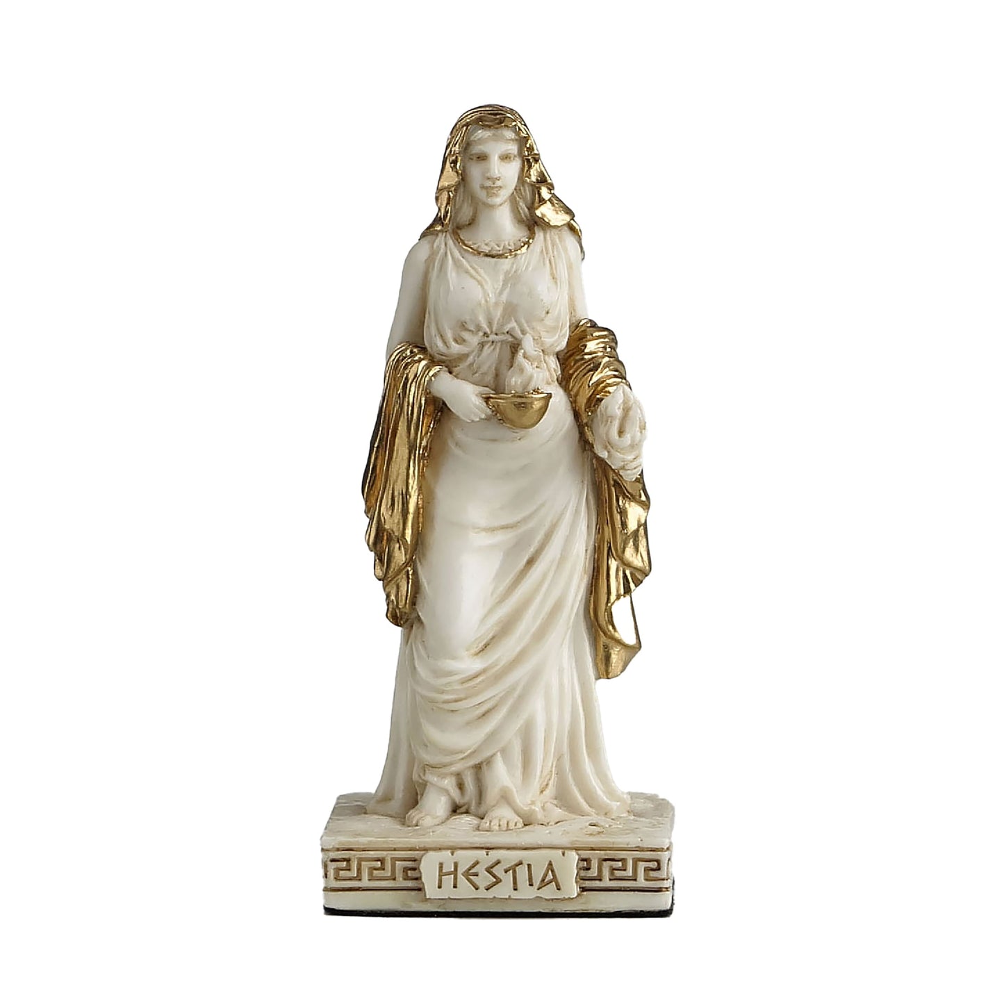 Hestia – Greek Goddess of Hearth, Home and Family Statue – 8.5cm Resin Figurine with Gold Accents by Veronese Design