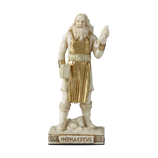 Hephaestus – Greek God of Fire and Forge Statue – 9cm Resin Figurine with Hammer and Gold Accents by Veronese Design