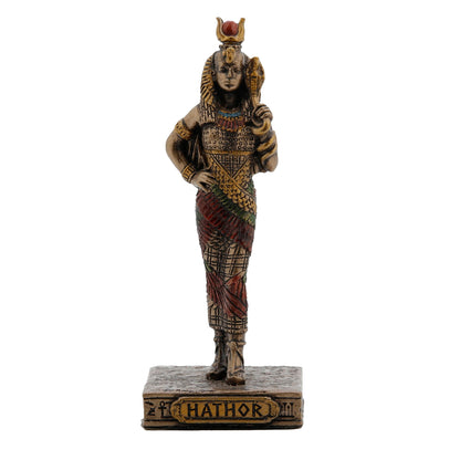 Hathor – Egyptian Goddess of Love & Joy Cold Cast Bronze Statue (8.5cm) by Veronese Design