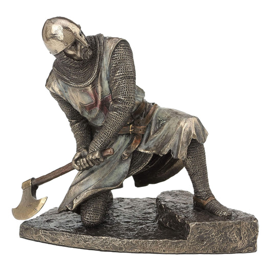 Templar Knight with Axe Statue – 20x17.5cm Veronese Cold-Cast Bronze Medieval Warrior Figurine