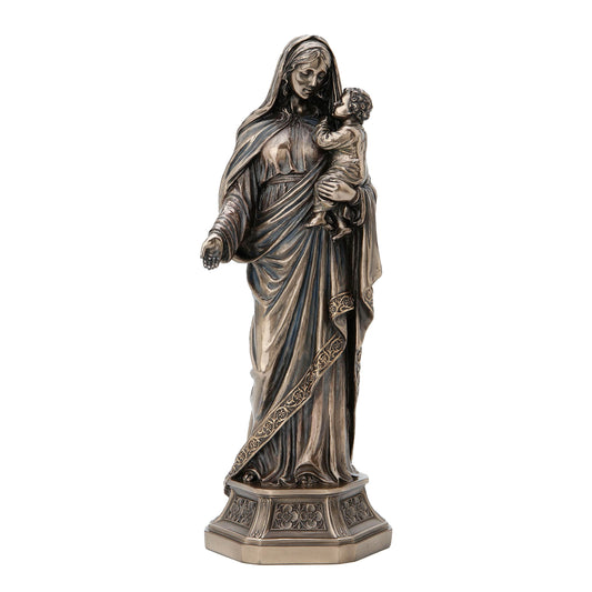 Virgin Mary & Baby Jesus 29cm Veronese Cold-Cast Bronze Statue – Christian Religious Figurine