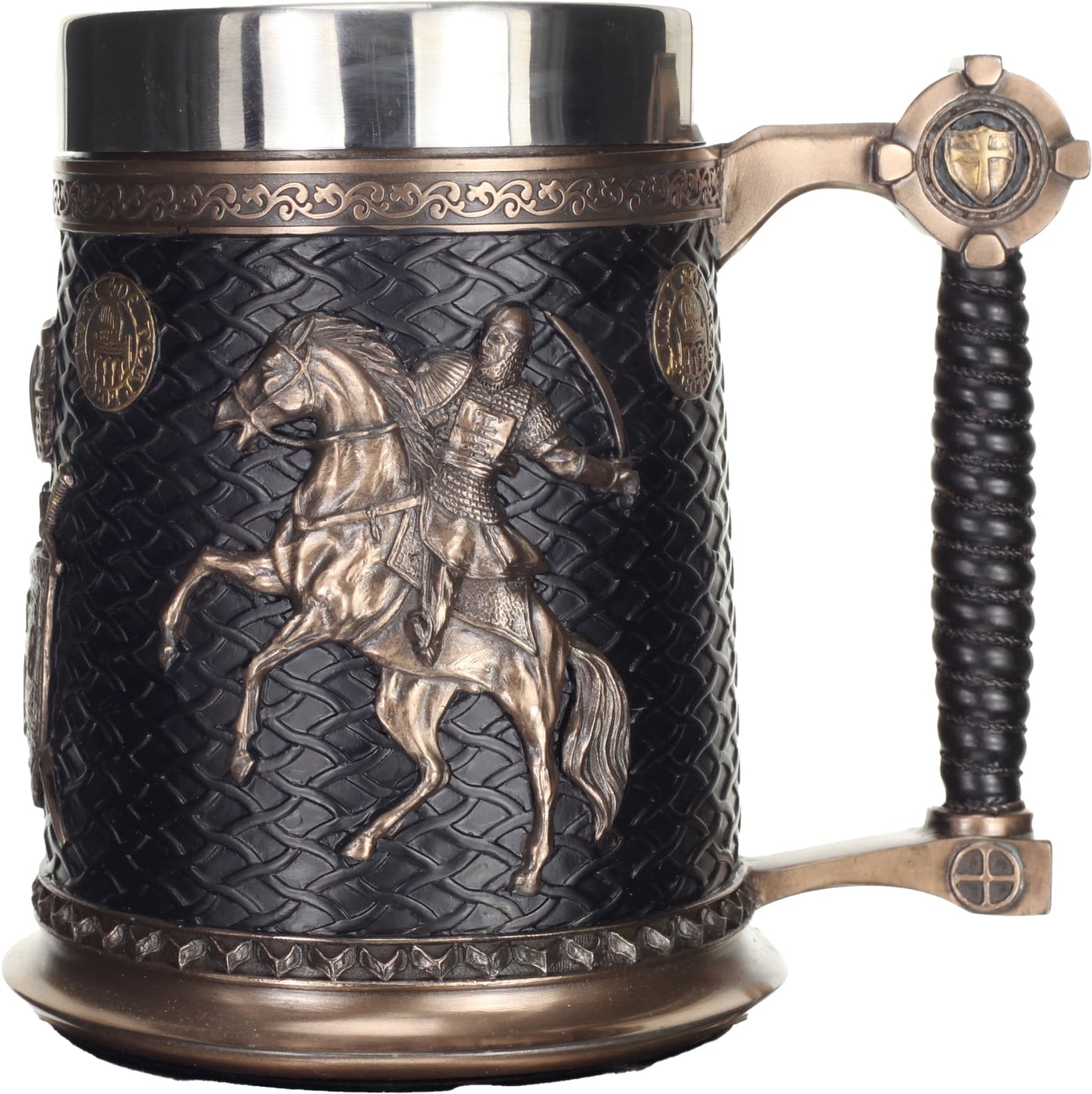 Medieval Knight Tankard 17x14cm – Veronese Cold Cast Bronze Warrior Drinking Mug