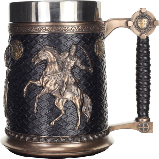 Medieval Knight Tankard 17x14cm – Veronese Cold Cast Bronze Warrior Drinking Mug