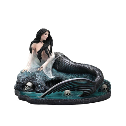 Dark Siren 22x15cm Hand-Painted Mermaid Statue – Enchanting Gothic Ocean Myth
