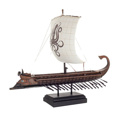 Trier Warship Model Veronese – Ancient Greek Trireme with Sail & Rowers – 35x22x26cm