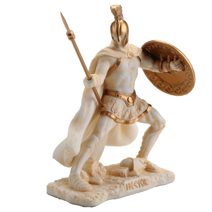 Hector Trojan Warrior Statue – 9.5cm White & Gold Resin Figurine for Mythology Decor – Veronese Design
