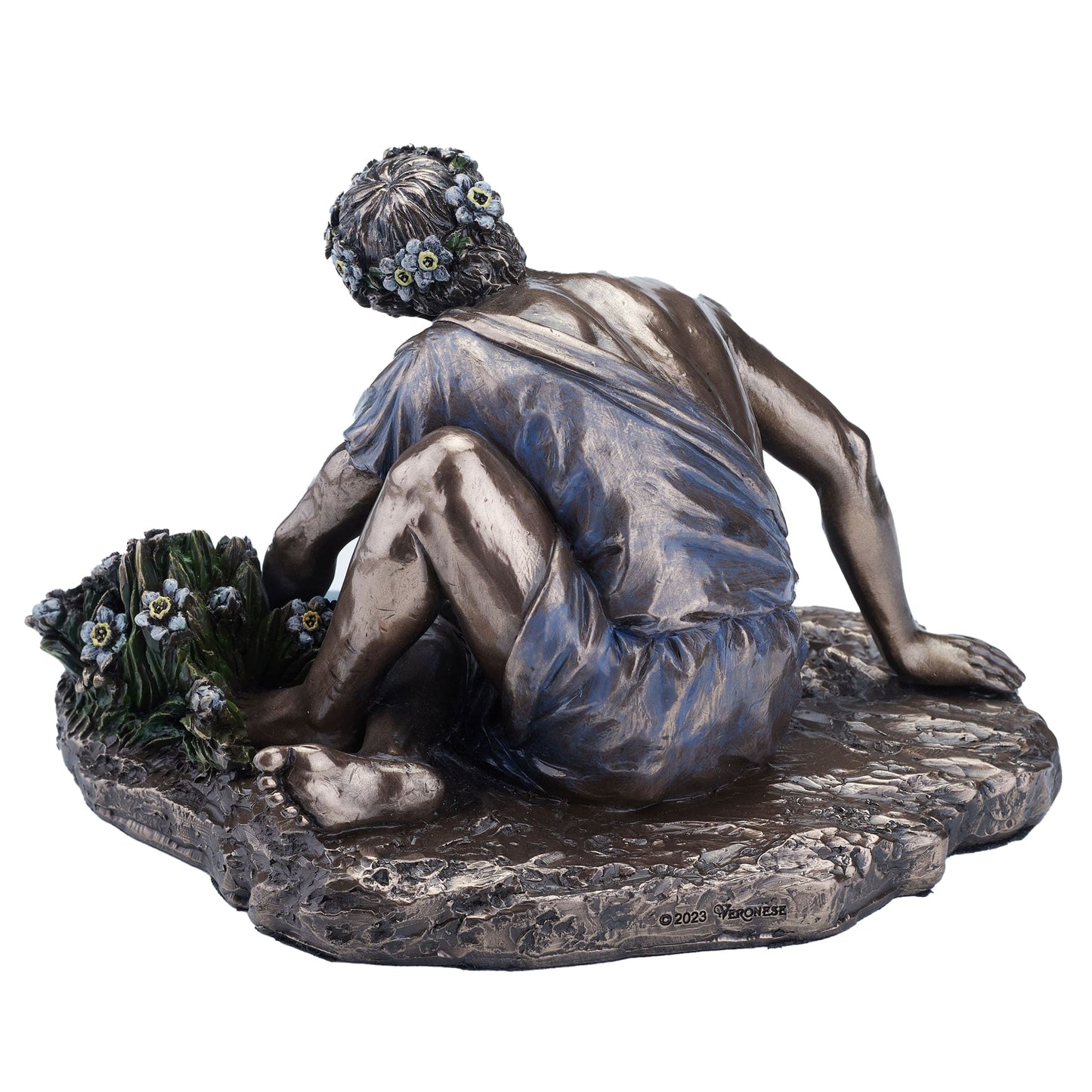 Narcissus 17x12.5cm Veronese Cold-Cast Bronze Statue – Greek Mythology Figurine