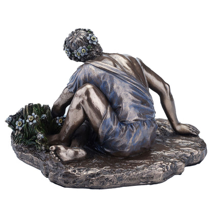 Narcissus 17x12.5cm Veronese Cold-Cast Bronze Statue – Greek Mythology Figurine
