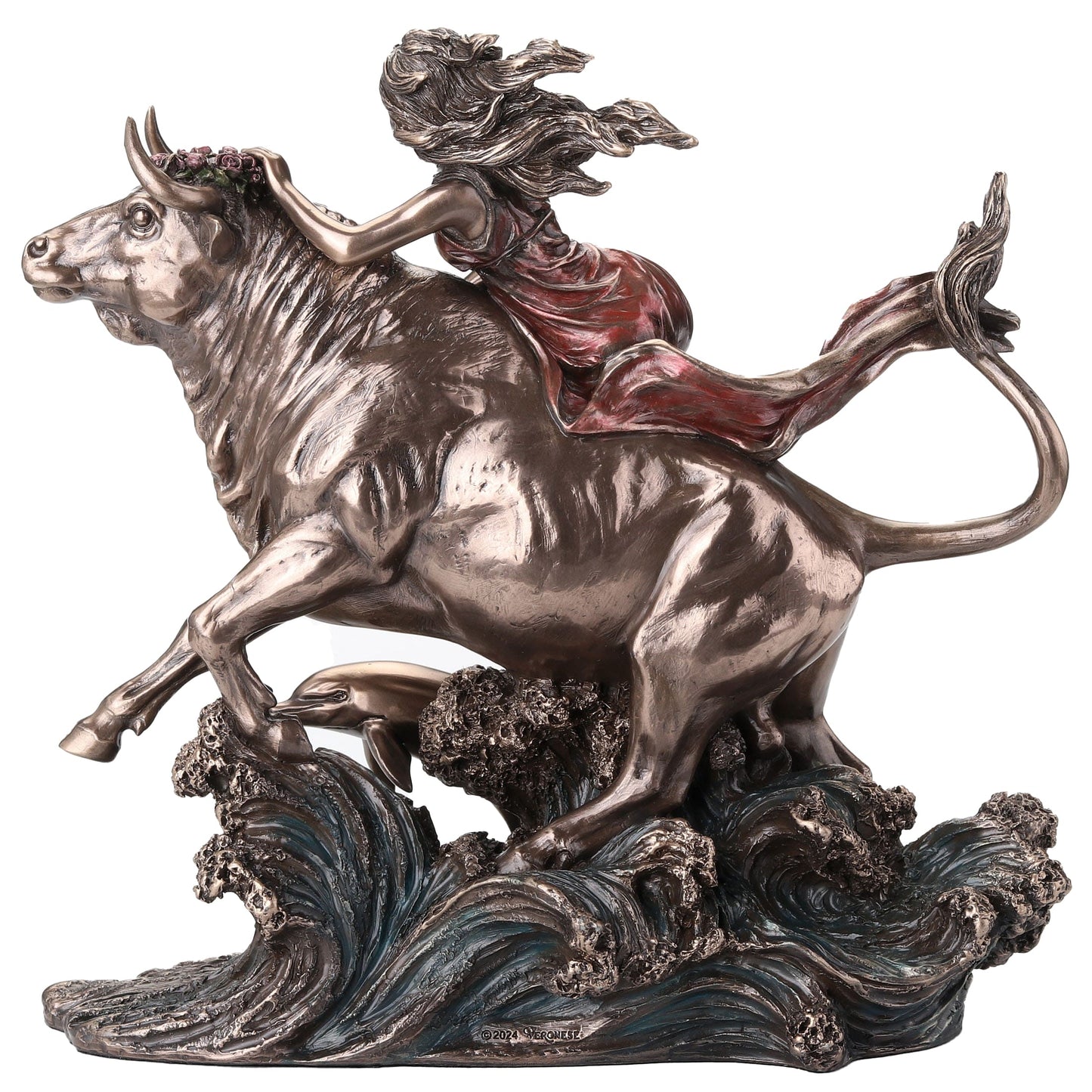 Europa and the Bull Statue – 24x23cm Veronese Cold-Cast Bronze Figurine