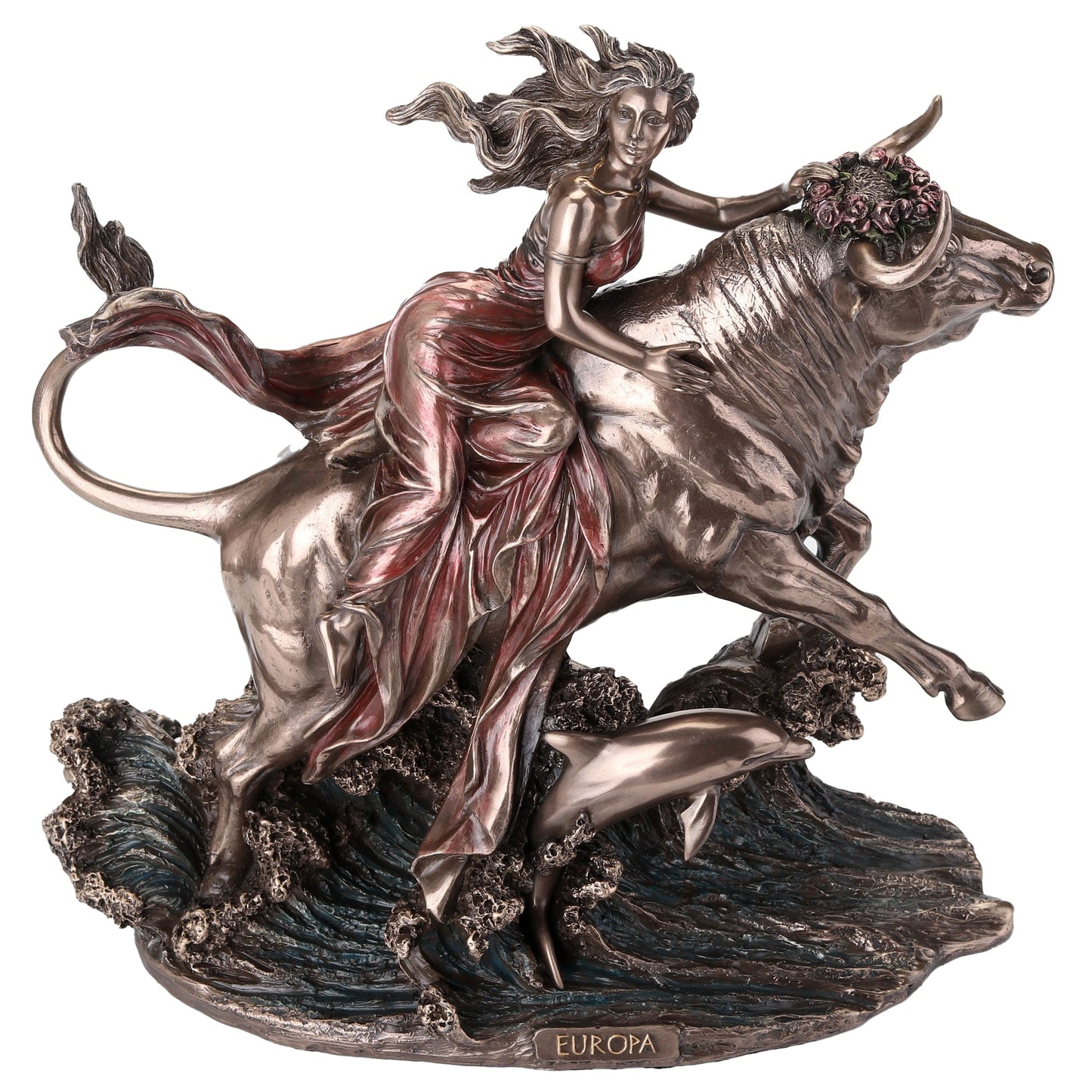 Europa and the Bull Statue – 24x23cm Veronese Cold-Cast Bronze Figurine