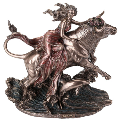 Europa and the Bull Statue – 24x23cm Veronese Cold-Cast Bronze Figurine