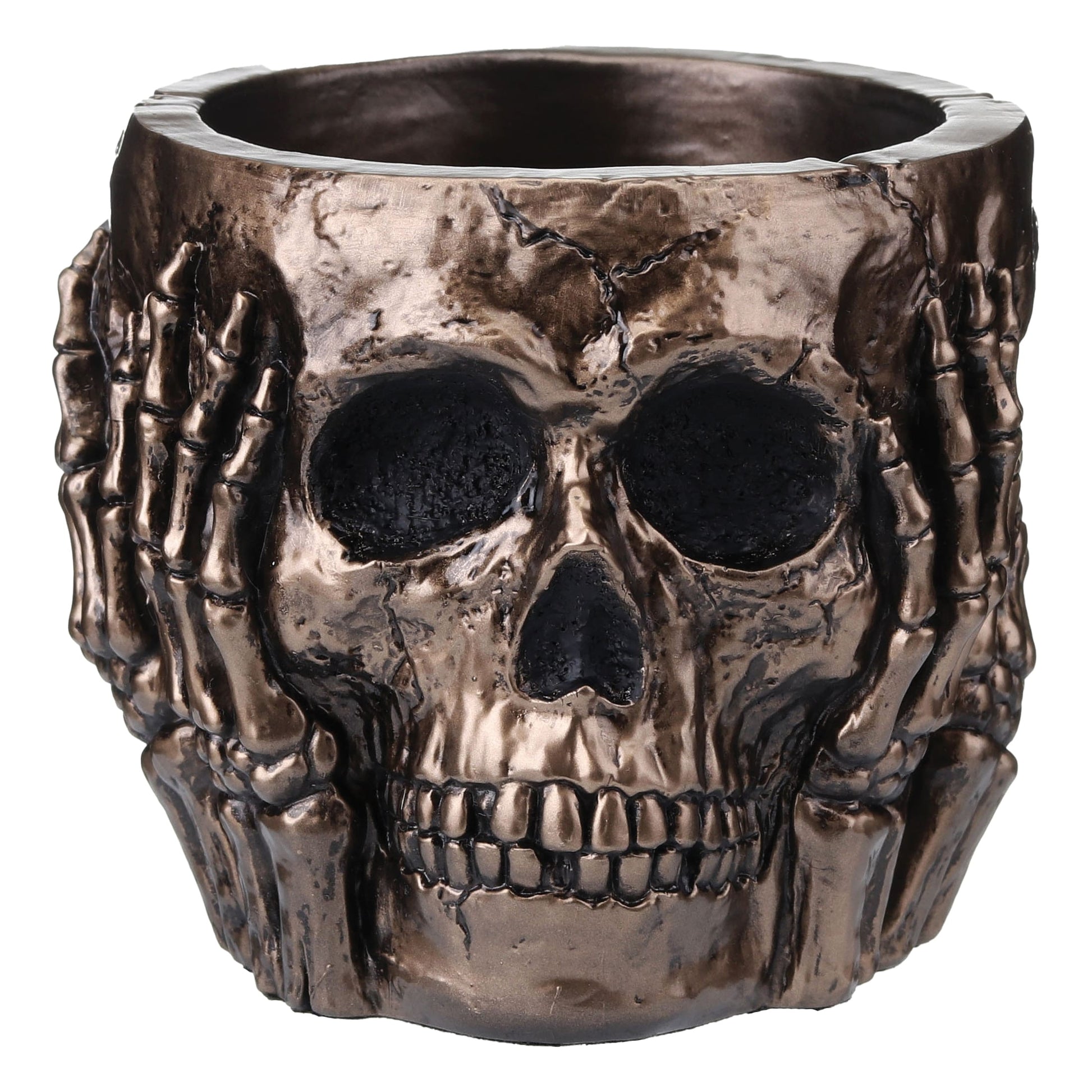 See No Evil Skull Statue – 19cm Bronze Finish Skeleton Head Ornament – Veronese Design