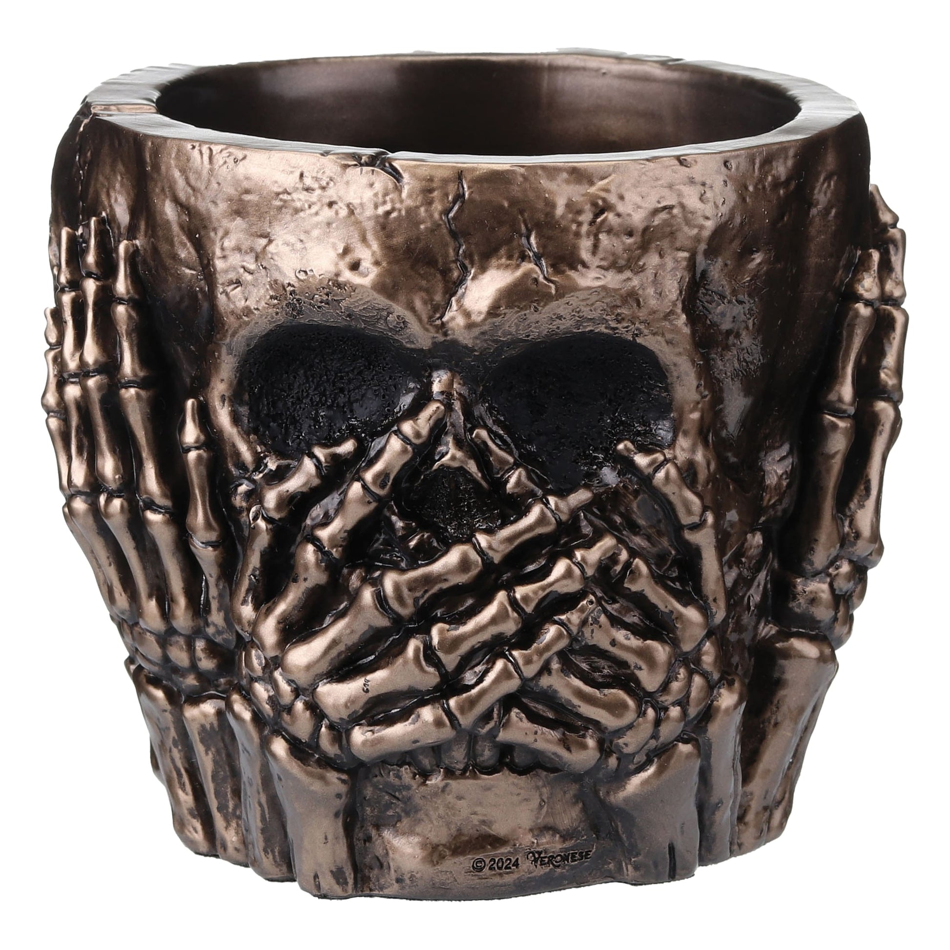 See No Evil Skull Statue – 19cm Bronze Finish Skeleton Head Ornament – Veronese Design