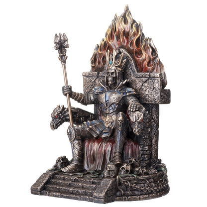 Undead King on Throne Statue – 22x15cm Veronese Cold-Cast Bronze Fantasy Figurine
