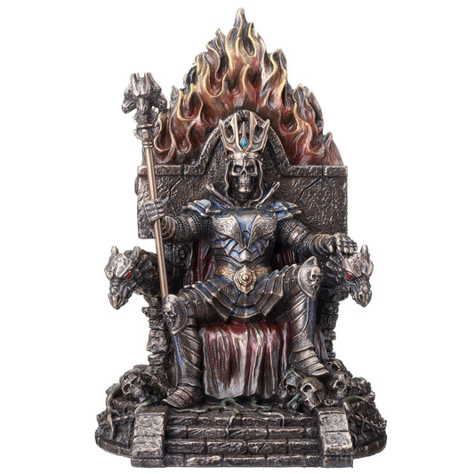 Undead King on Throne Statue – 22x15cm Veronese Cold-Cast Bronze Fantasy Figurine