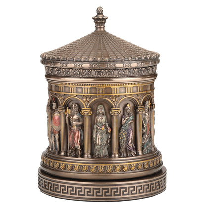 Pantheon Gods Jewelry Box – 16.5x11cm Veronese Cold-Cast Bronze Mythological Trinket Holder