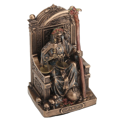 Santa Muerte Throne Statue – 8.4cm Veronese Cold-Cast Bronze Gothic Figurine