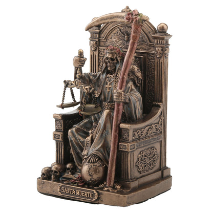 Santa Muerte Throne Statue – 8.4cm Veronese Cold-Cast Bronze Gothic Figurine