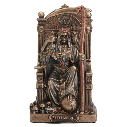 Santa Muerte Throne Statue – 8.4cm Veronese Cold-Cast Bronze Gothic Figurine