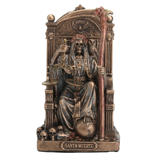 Santa Muerte Throne Statue – 8.4cm Veronese Cold-Cast Bronze Gothic Figurine