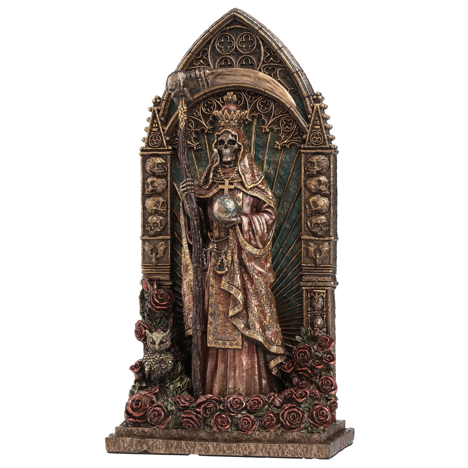 Santa Muerte Altar Statue – 23.5cm Veronese Cold-Cast Bronze Gothic Figurine