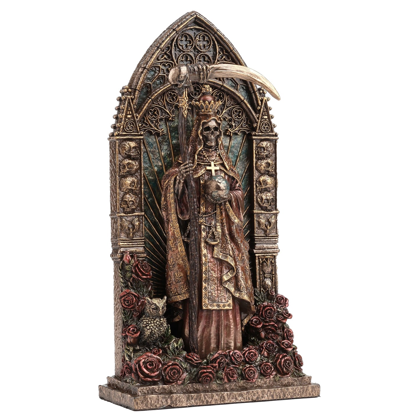 Santa Muerte Altar Statue – 23.5cm Veronese Cold-Cast Bronze Gothic Figurine