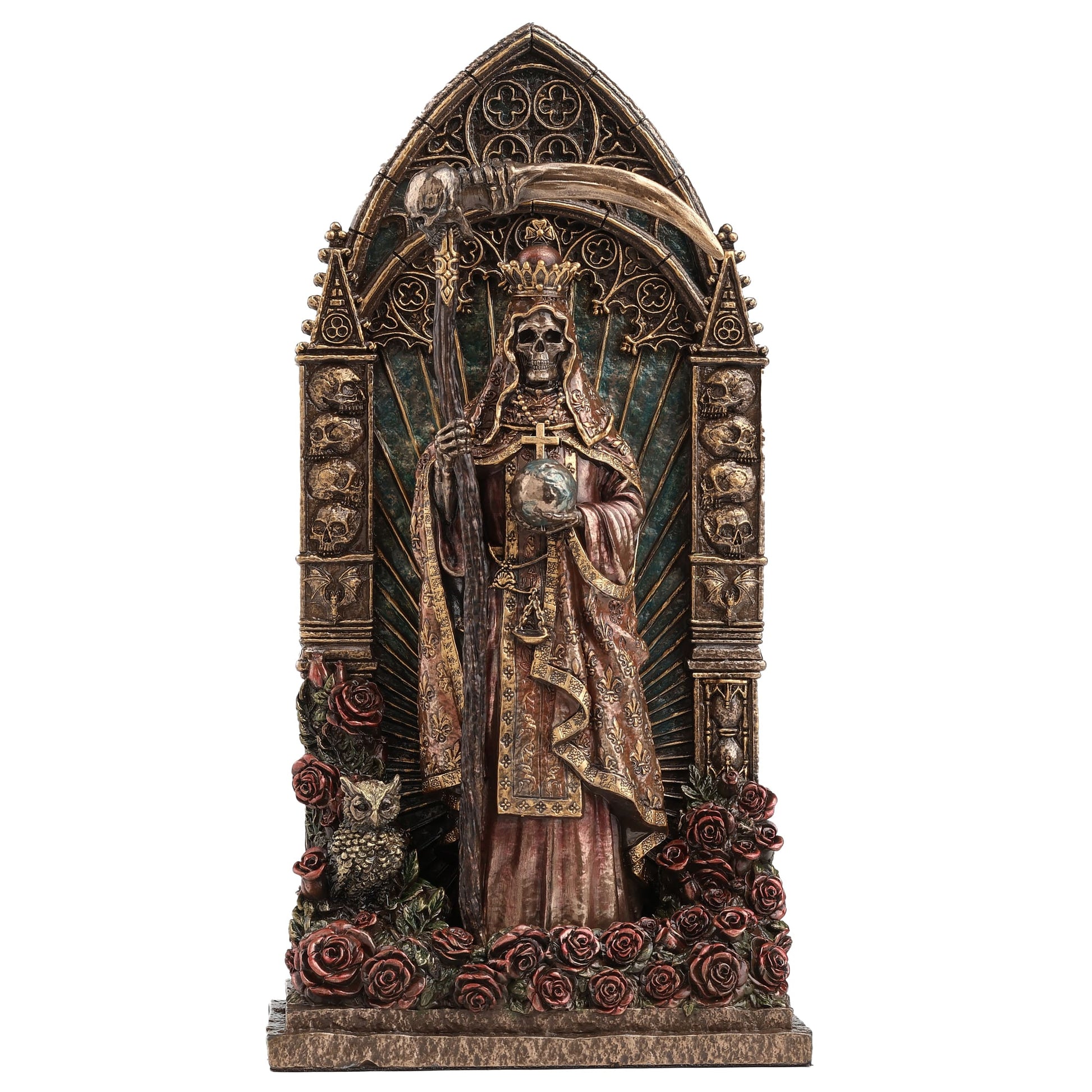 Santa Muerte Altar Statue – 23.5cm Veronese Cold-Cast Bronze Gothic Figurine
