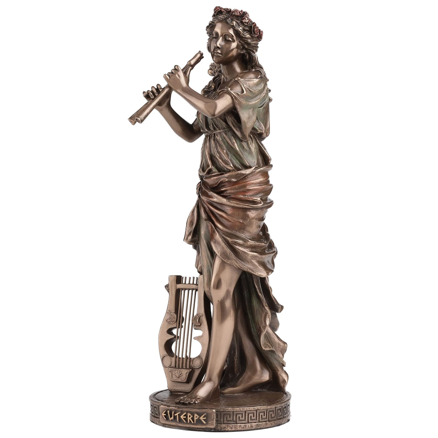 Euterpe Muse of Music Statue – 23cm Veronese Cold-Cast Bronze Greek Mythology Figurine