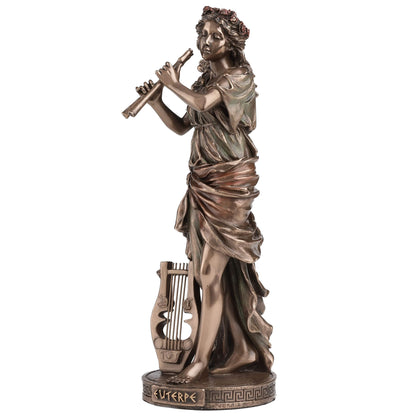Euterpe Muse of Music Statue – 23cm Veronese Cold-Cast Bronze Greek Mythology Figurine