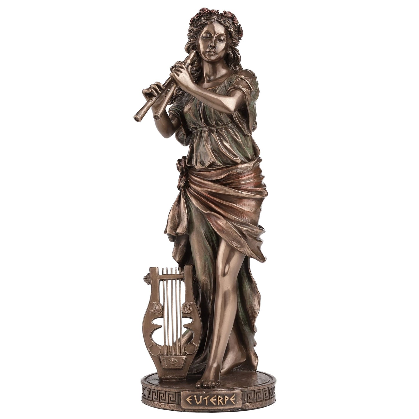 Euterpe Muse of Music Statue – 23cm Veronese Cold-Cast Bronze Greek Mythology Figurine