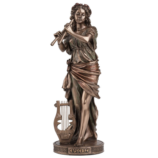 Euterpe Muse of Music Statue – 23cm Veronese Cold-Cast Bronze Greek Mythology Figurine