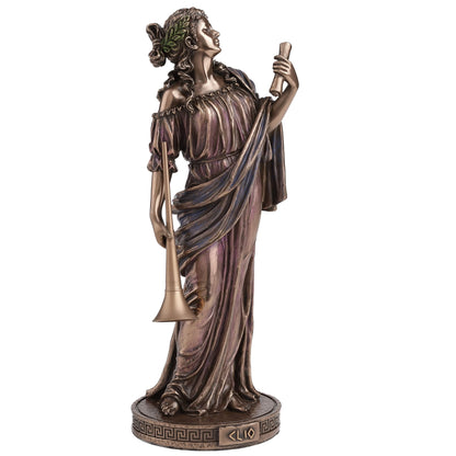Clio Muse of History Statue – 23cm Veronese Cold-Cast Bronze Greek Mythology Figurine