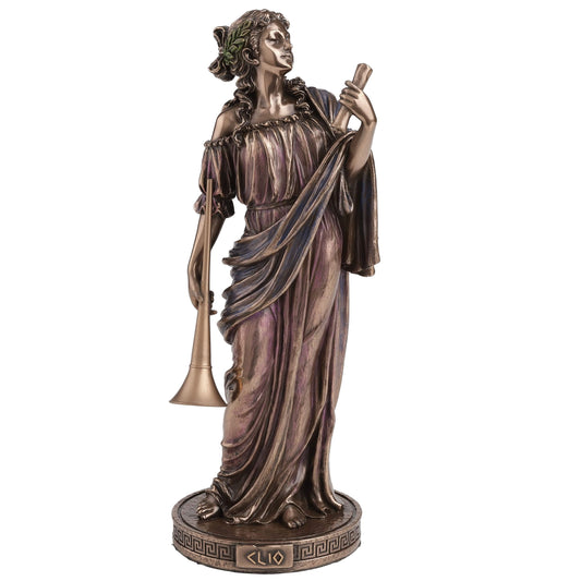 Clio Muse of History Statue – 23cm Veronese Cold-Cast Bronze Greek Mythology Figurine