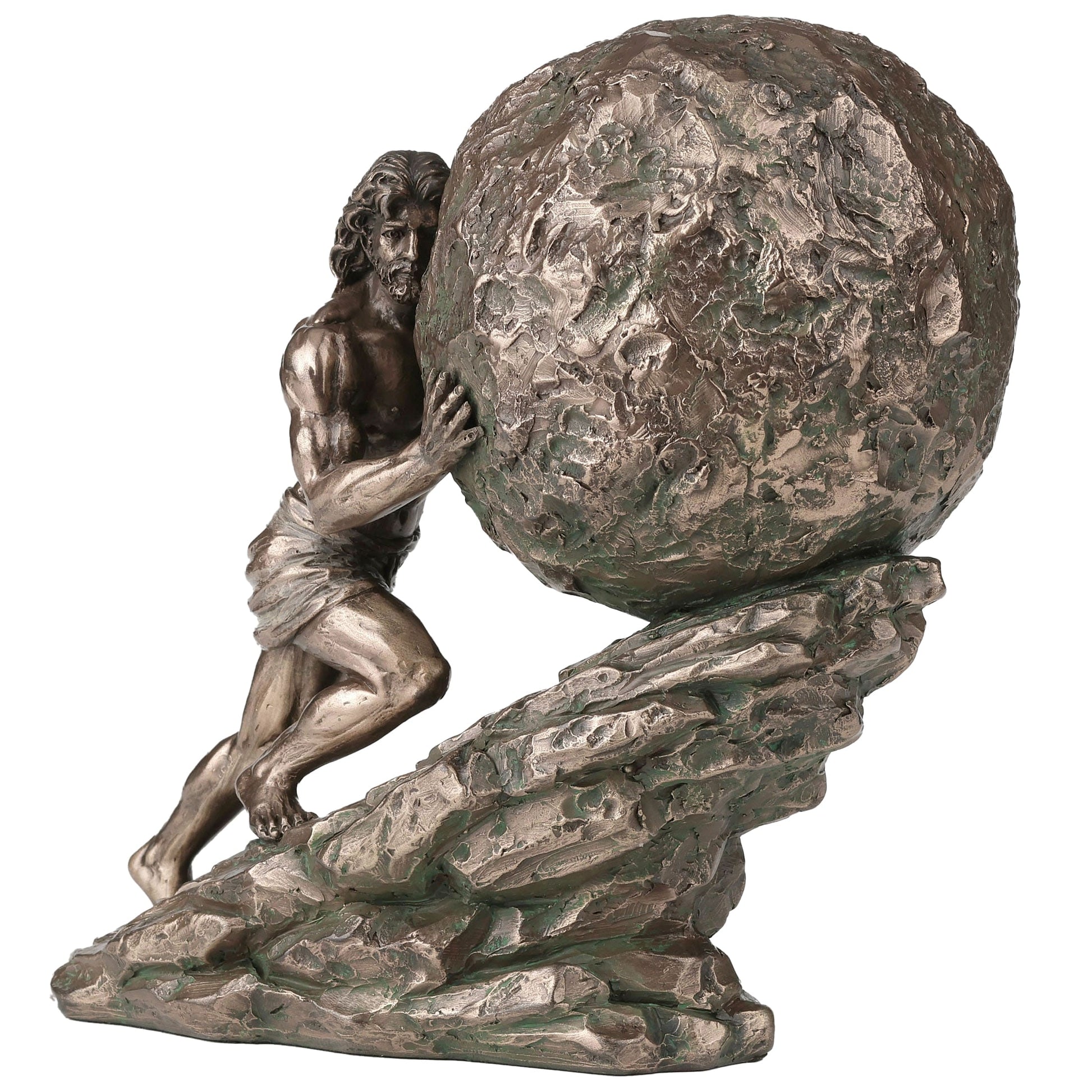 Sisyphus Statue side view cold-cast bronze Greek mythology figure