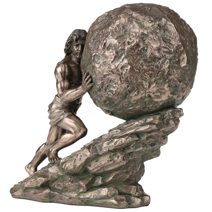 Sisyphus Statue side view cold-cast bronze Greek mythology figure