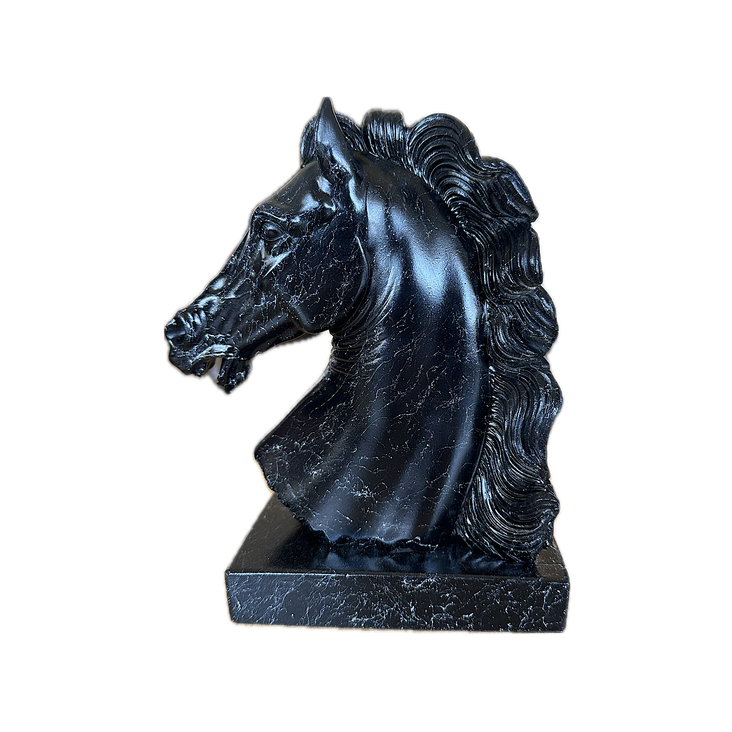 Horse head 18cm Alabaster Statue - Marble Painted Black